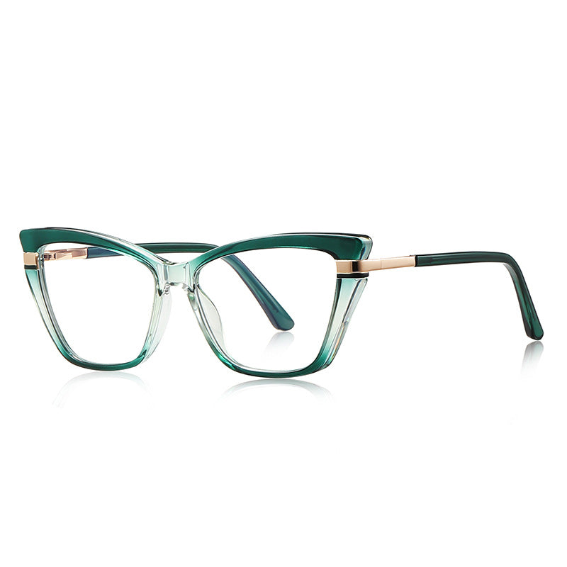 Tiered Hinge Cat Eye Blue Light Blocking Glasses in Emerald Green