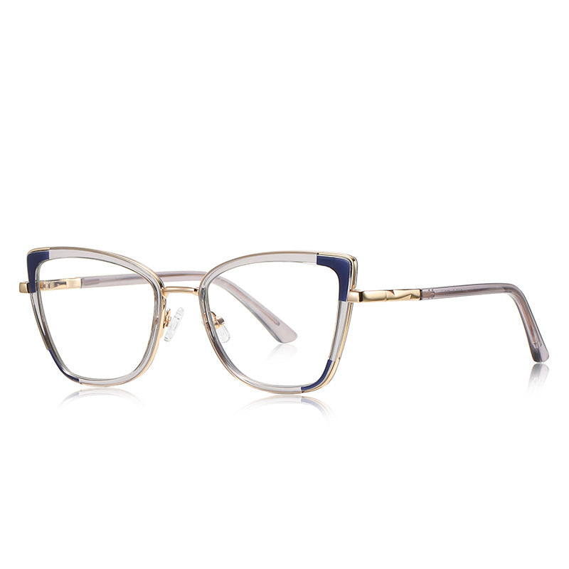 Corner Accent Cat Eye Blue Light Blocking Glasses in Smoke Grey & Blue