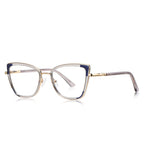 Corner Accent Cat Eye Blue Light Blocking Glasses in Smoke Grey & Blue