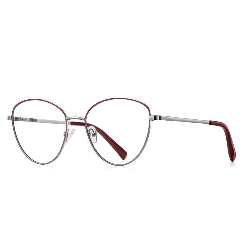 Enamel Rim Round Butterfly Blue Light Blocking Glasses in Rose Gold & Royal Blue