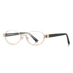 Filigree Metal Oval Blue Light Blocking Glasses in Yellow Gold &amp; Black