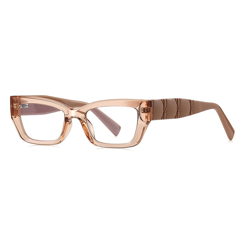 Cannage Quilted Cat Eye Blue Light Blocking Glasses in Translucent Champagne Nude