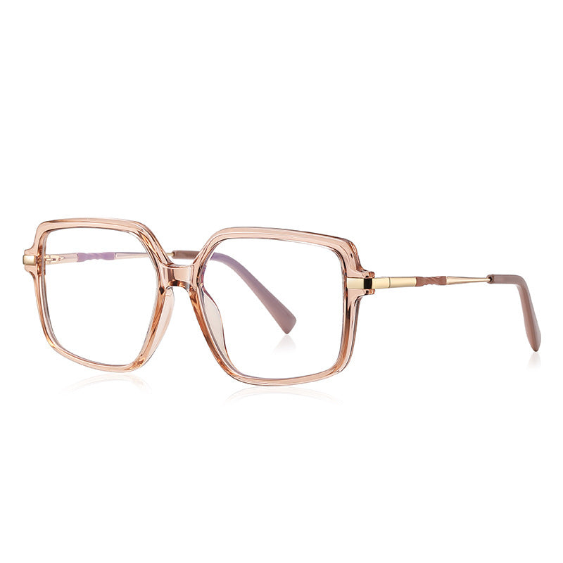 Knotted Temple Square Blue Light Blocking Glasses in Translucent Blush Pink