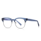 Retro Clubmaster Blue Light Blocking Glasses in Slate Blue & Silver