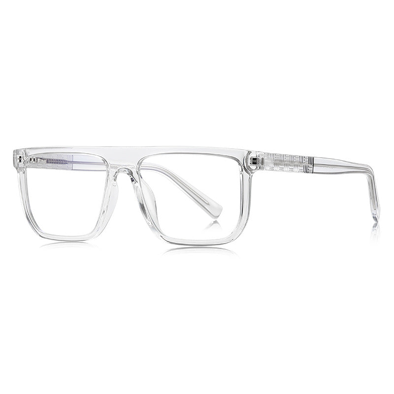 Basketweave Temple Flat Top Blue Light Blocking Glasses in Translucent Smoke Grey