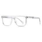 Basketweave Temple Flat Top Blue Light Blocking Glasses in Translucent Smoke Grey