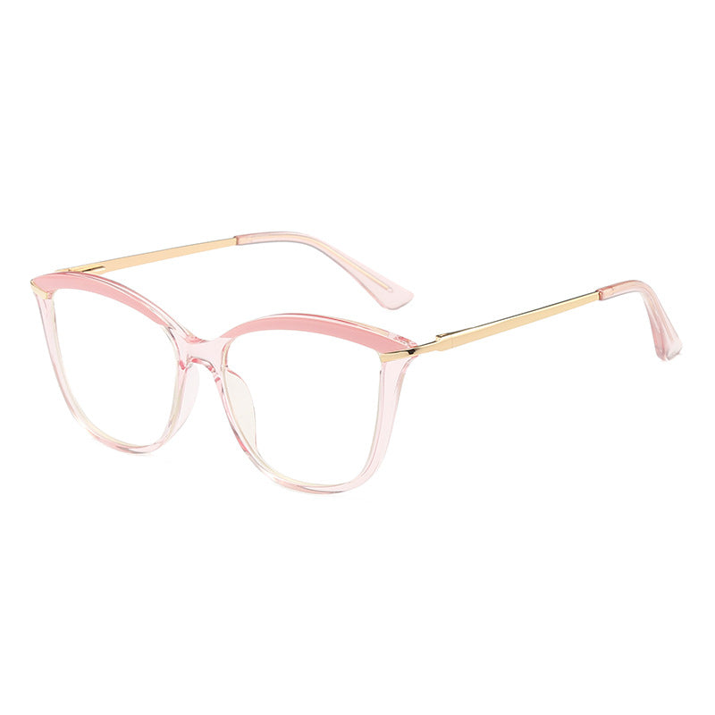 Browline Cat Eye Blue Light Blocking Glasses in Pastel Pink