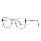 Segmented Temple Metal Square Blue Light Blocking Glasses in Pale Gold & Smoke Grey