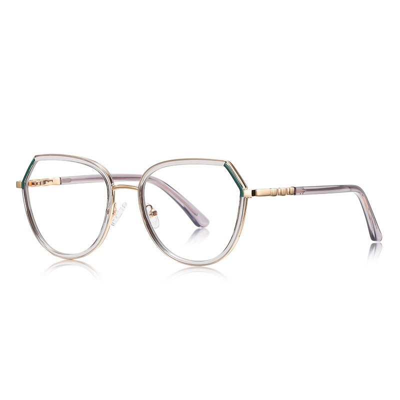 Knotted Temple Geometric Round Blue Light Blocking Glasses in Smoke Grey & Gold
