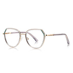 Knotted Temple Geometric Round Blue Light Blocking Glasses in Smoke Grey & Gold