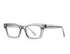 Dual Rivet Rectangle Blue Light Blocking Glasses in Smoke Grey