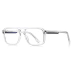 Chunky Flat Top Navigator Blue Light Blocking Glasses in Crystal Clear