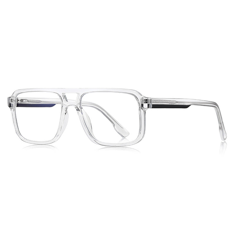 Chunky Flat Top Navigator Blue Light Blocking Glasses in Crystal Clear