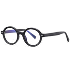 Thick Round Blue Light Blocking Glasses in Matte Black