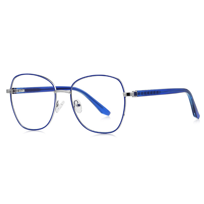 Ladder Temple Square Spring Hinge Blue Light Blocking Glasses in Berry Wine with Gold Bridge