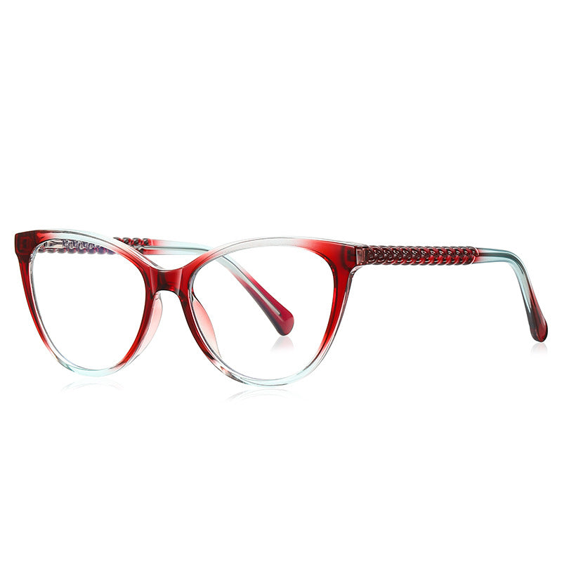 Cable Link Cat Eye Blue Light Blocking Glasses in Crimson Red & Clear