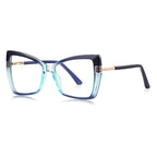 Triple Bar Butterfly Square Blue Light Blocking Glasses in Navy & Mint Teal