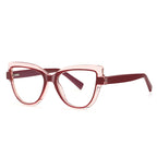 Crystal Halo Cat Eye Blue Light Blocking Glasses in Burgundy Wine & Crystal