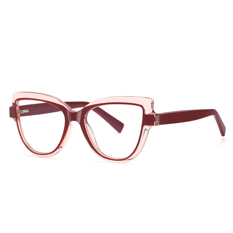 Crystal Halo Cat Eye Blue Light Blocking Glasses in Burgundy Wine & Crystal