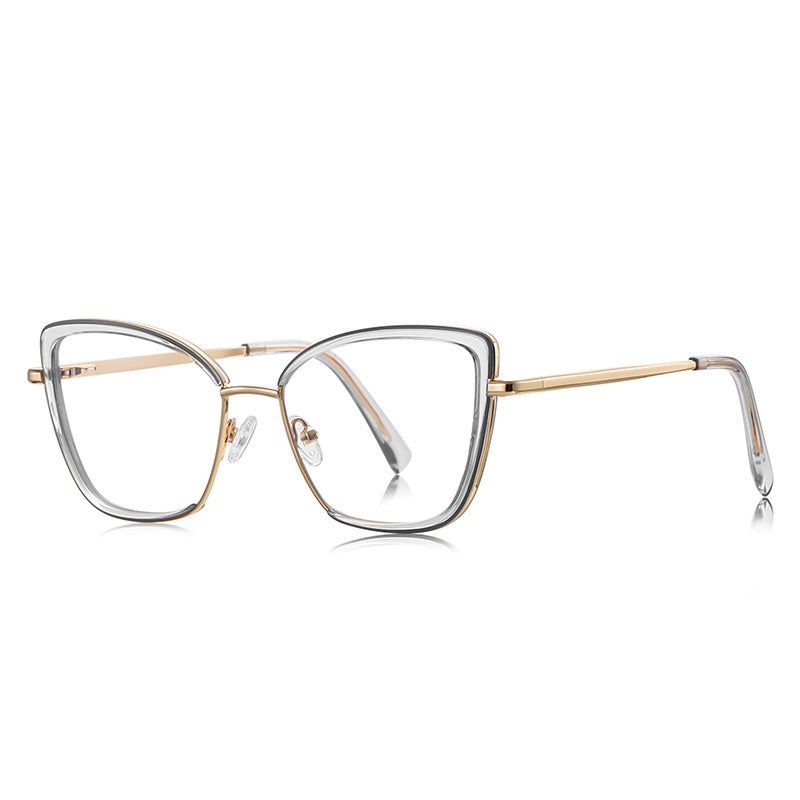 Acetate Liner Cat Eye Blue Light Blocking Glasses in Gold with Smoke Grey Liner