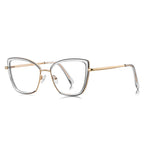 Acetate Liner Cat Eye Blue Light Blocking Glasses in Gold with Smoke Grey Liner