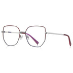 Slim Metal Butterfly Blue Light Blocking Glasses in Silver with Red Enamel Rim