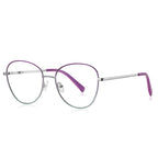 Gradient Rim Metal Round Blue Light Blocking Glasses in Silver Metal with Purple to Silver Gradient Rim