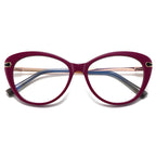 Enamel Inset Cat Eye Blue Light Blocking Glasses in Crimson Wine & Black