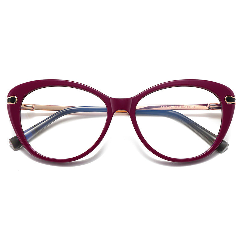 Enamel Inset Cat Eye Blue Light Blocking Glasses in Crimson Wine & Black
