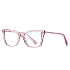 Pyramid Rivet Cat Eye Blue Light Blocking Glasses in Blush Pink