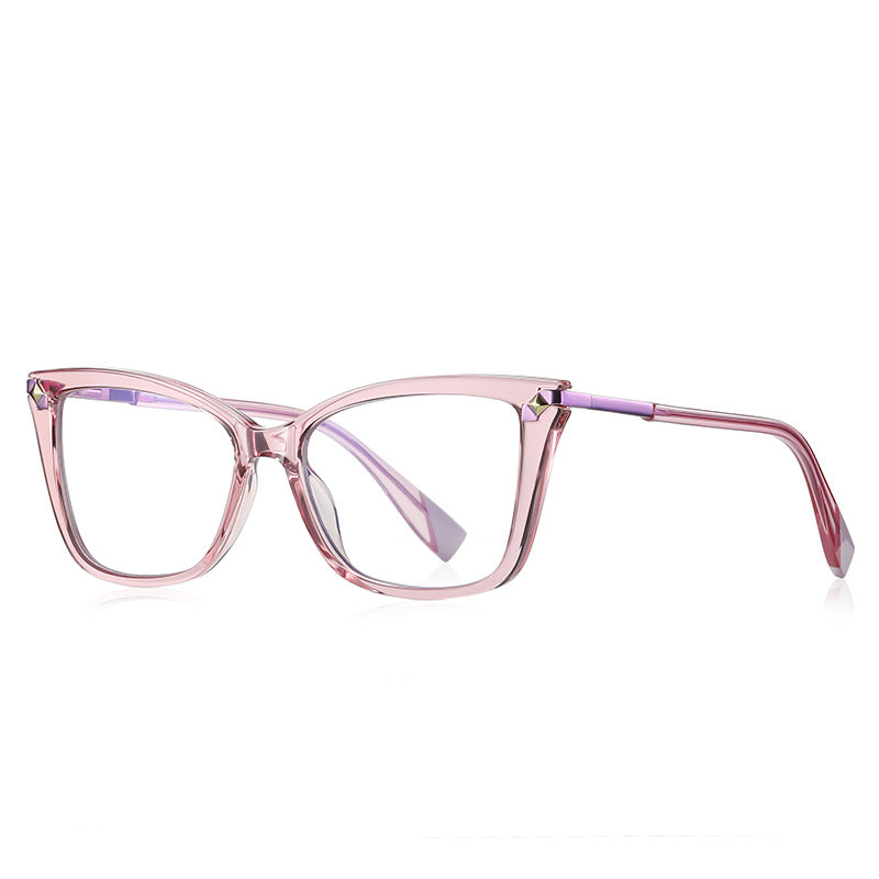Pyramid Rivet Cat Eye Blue Light Blocking Glasses in Blush Pink