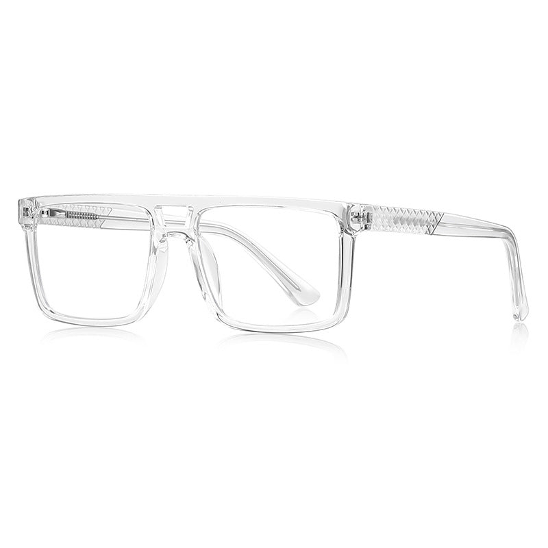 Quilted Temple Navigator Blue Light Blocking Glasses in Crystal Clear