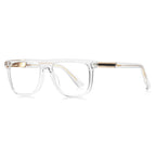 Knurled Band Flat Top Spring Hinge Blue Light Blocking Glasses in Transparent Crystal Clear