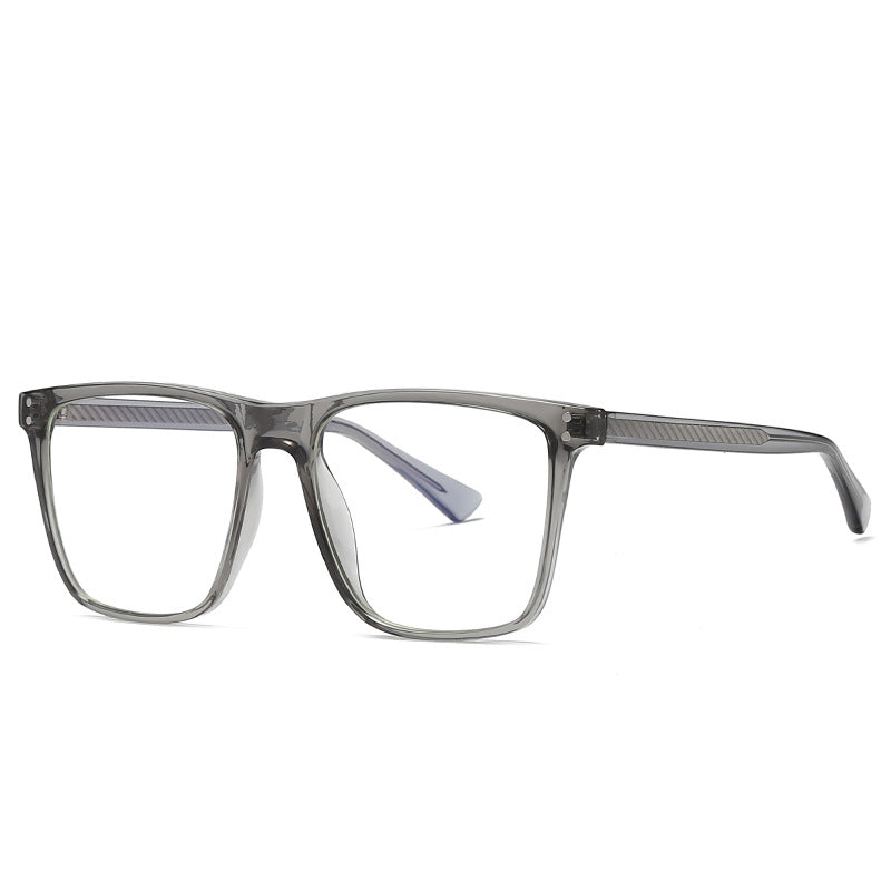 Dual Rivet Wire Core Square Blue Light Blocking Glasses in Smoke Grey