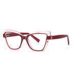 Floating Frame Cat Eye Blue Light Blocking Glasses in Crystal Blush with Inner Ruby Red Frame