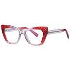 Clover Cutwork Cat Eye Blue Light Blocking Glasses in Crimson Red Gradient