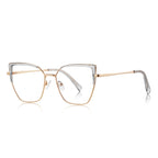 Wing Tip Metal Cat Eye Blue Light Blocking Glasses in Gold & Smoke Grey