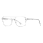 Crosshatch Temple Navigator Blue Light Blocking Glasses in Crystal Clear
