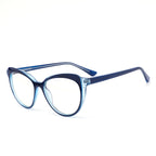 Dual-Layer Cat Eye Spring Hinge Blue Light Blocking Glasses in Sapphire Navy and Ice Blue Crystal