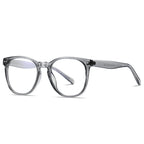 Dual Rivet Keyhole Round Blue Light Blocking Glasses in Translucent Smoke Grey