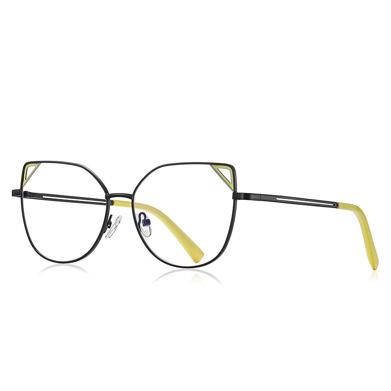 Cutout Triangle Wing Butterfly Blue Light Glasses in Ruby Red with Red Accents