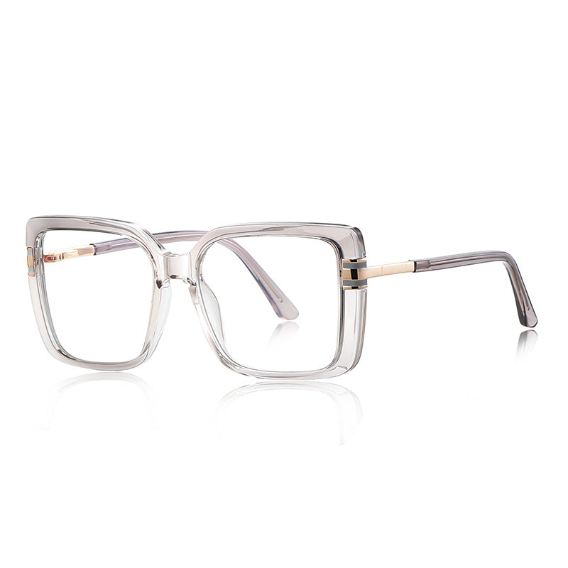 Two-Tone Square Blue Light Blocking Glasses in Smoke Grey & Clear Gradient