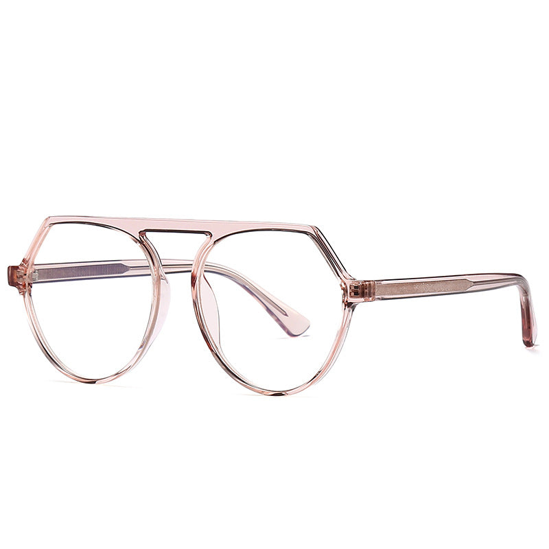Flat Top Aviator Blue Light Blocking Glasses in Translucent Blush Pink
