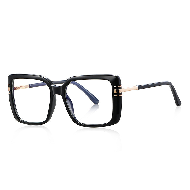 Two-Tone Square Blue Light Blocking Glasses in Glossy Black