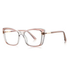 Oversized Cat-Eye Square Acetate Gold Temple Blue Light Blocking Glasses in Blush Pink Gradient
