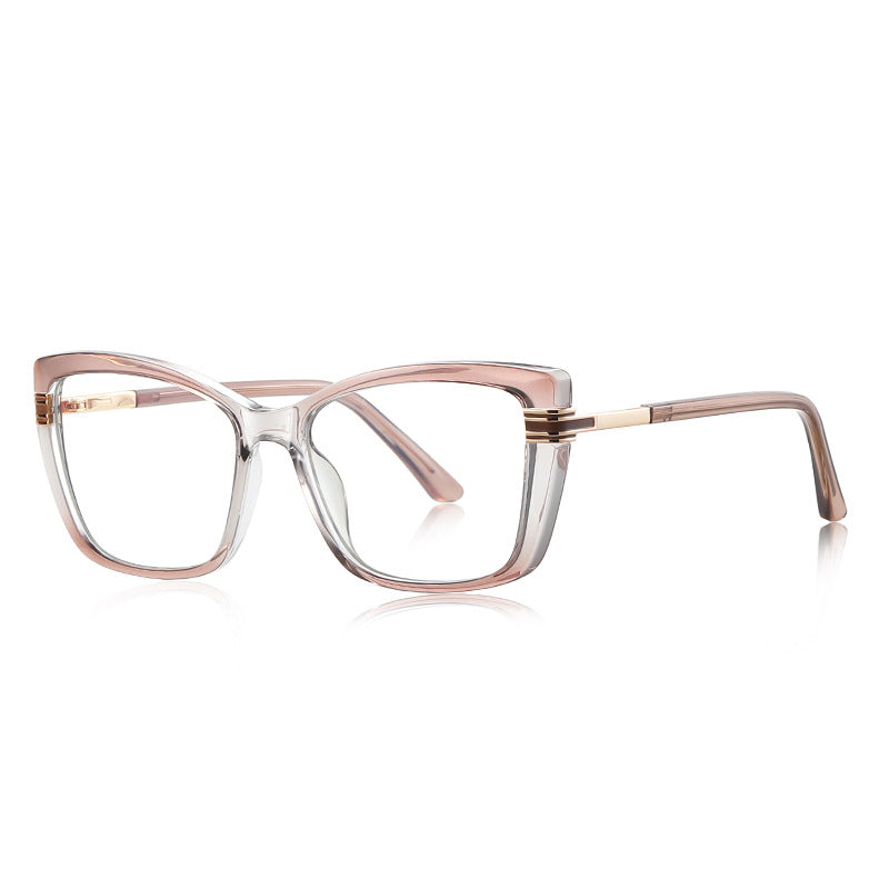 Oversized Cat-Eye Square Acetate Gold Temple Blue Light Blocking Glasses in Blush Pink Gradient
