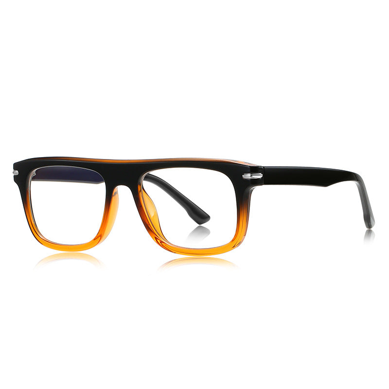 Flat Top Navigator Blue Light Blocking Glasses in Black &amp; Amber Two-Tone