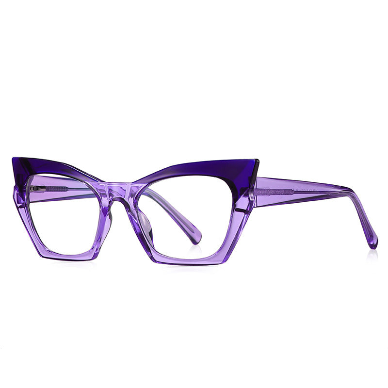 Bicolor Crystal Cat Eye Blue Light Blocking Glasses in Purple Crystal