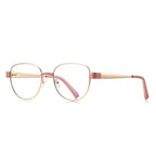 Dual Rivet Metal Round Blue Light Blocking Glasses in Rose Gold & Dusty Pink