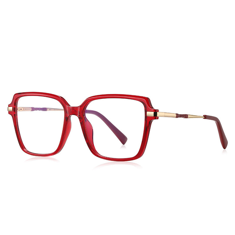 Oversized Square Blue Light Blocking Glasses in Ruby Red